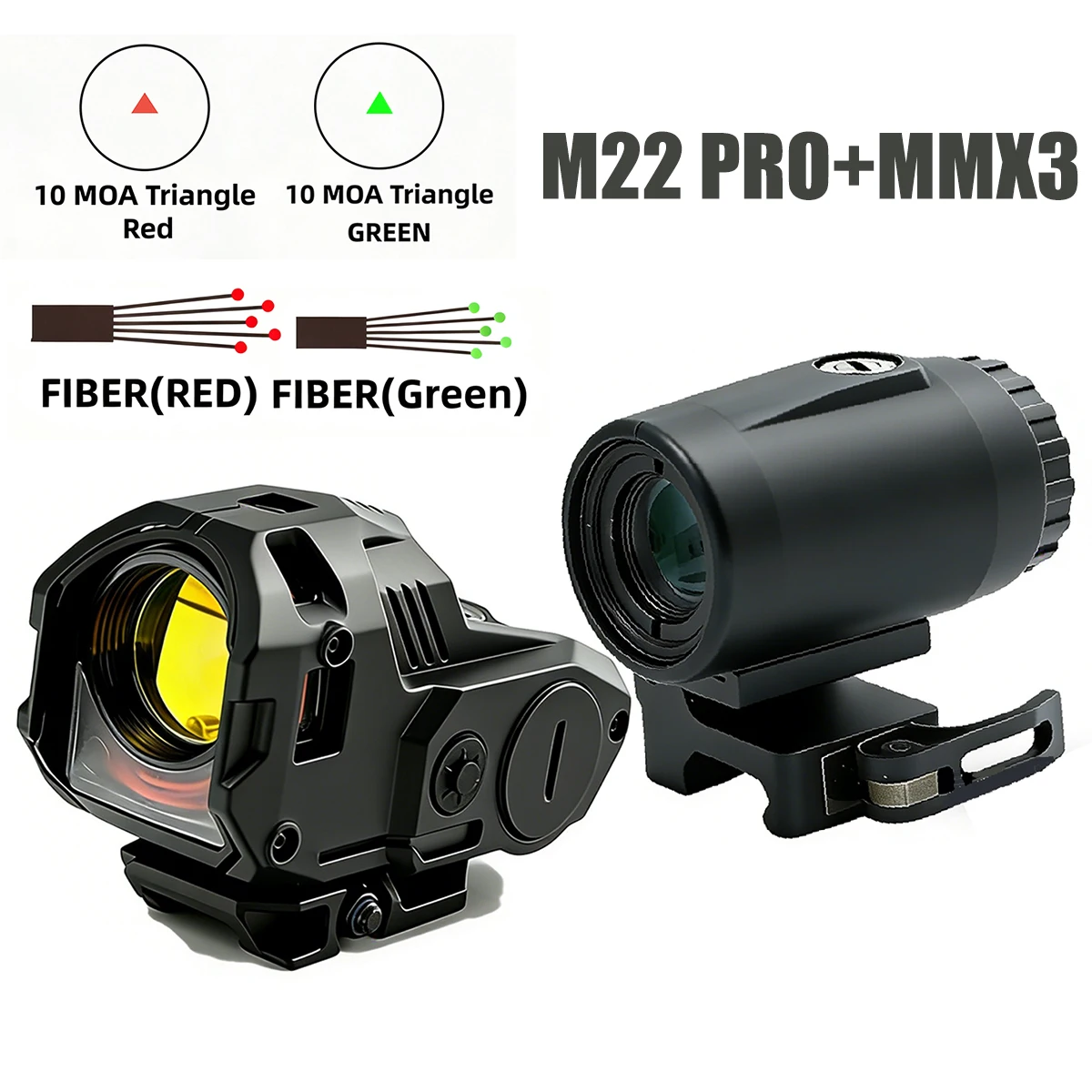 Mira telescópica M22 PRO con fibra óptica y punto rojo