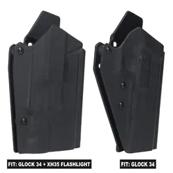 Funda táctica Kydex para Glock 34 con linterna de liberación rápida