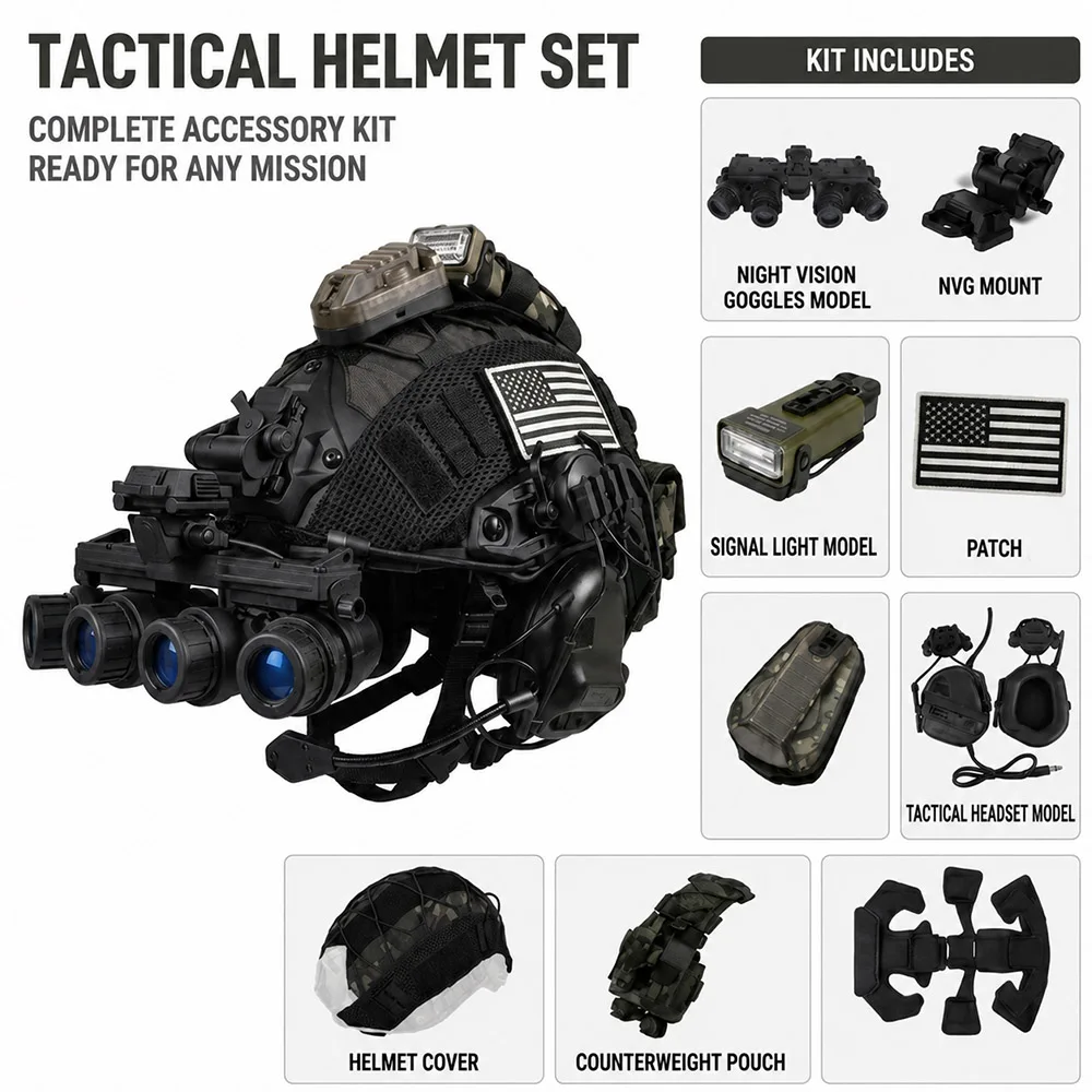 Equipo de airsoft con chaleco táctico y casco FAST PJ - imagen 2