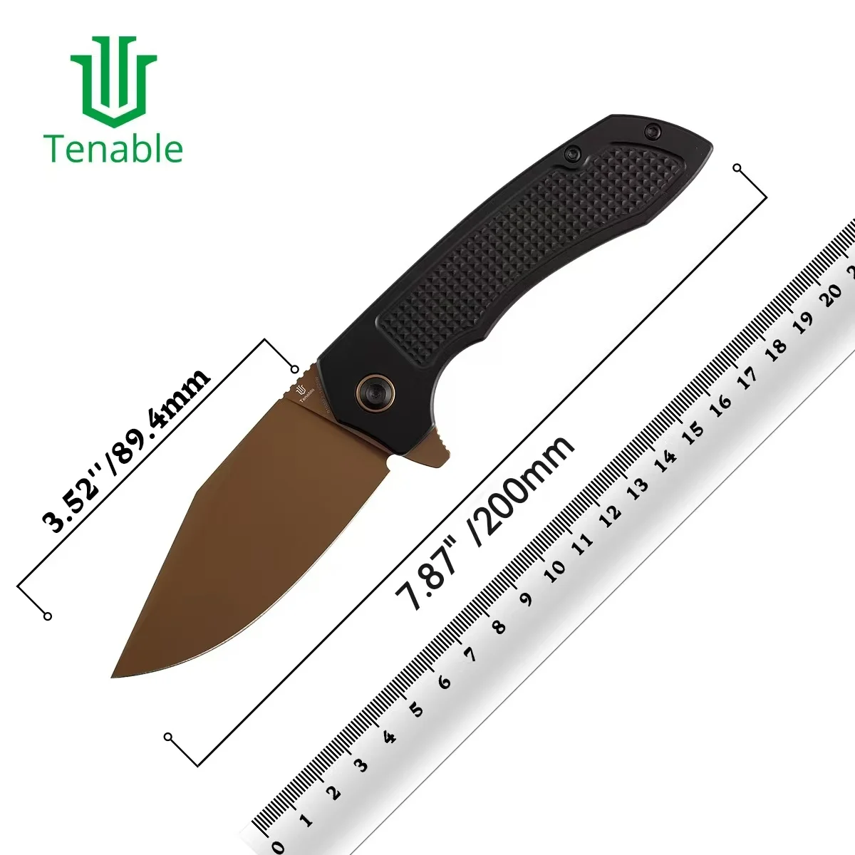 Cuchillo plegable Tenable damasco mango texturizado a cuadros - imagen 3