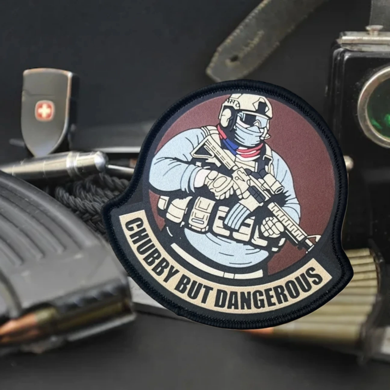 Parche de moral Chubby But Dangerous soldado gordo velcro - imagen 2