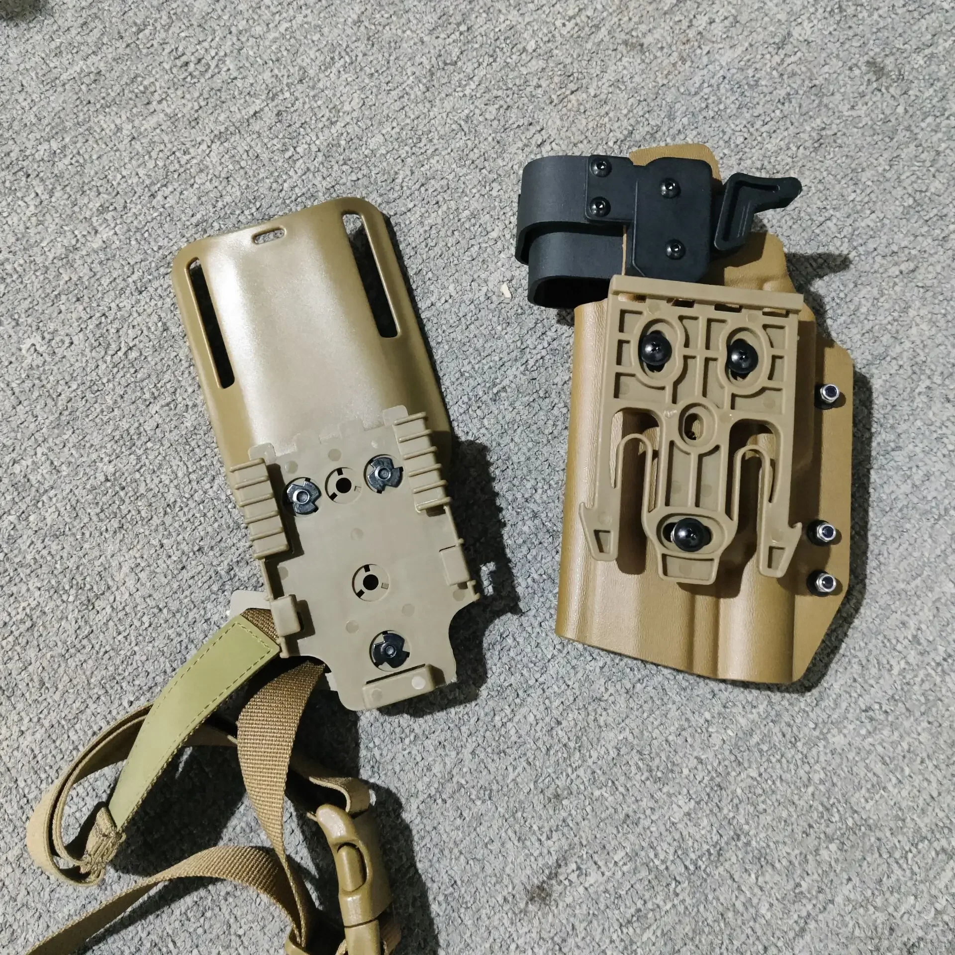 Funda táctica de extracción rápida Airsoft con sistema QLS anticaída
