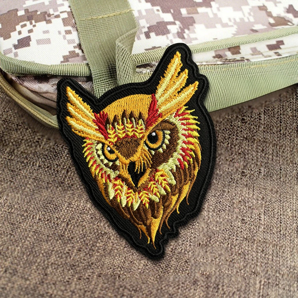 Parche táctico NVG Night Owl bordado con velcro gancho y bucle - imagen 3