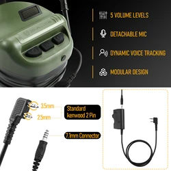 Auriculares tácticos YHKEMA E70 con cancelación de ruido y PTT
