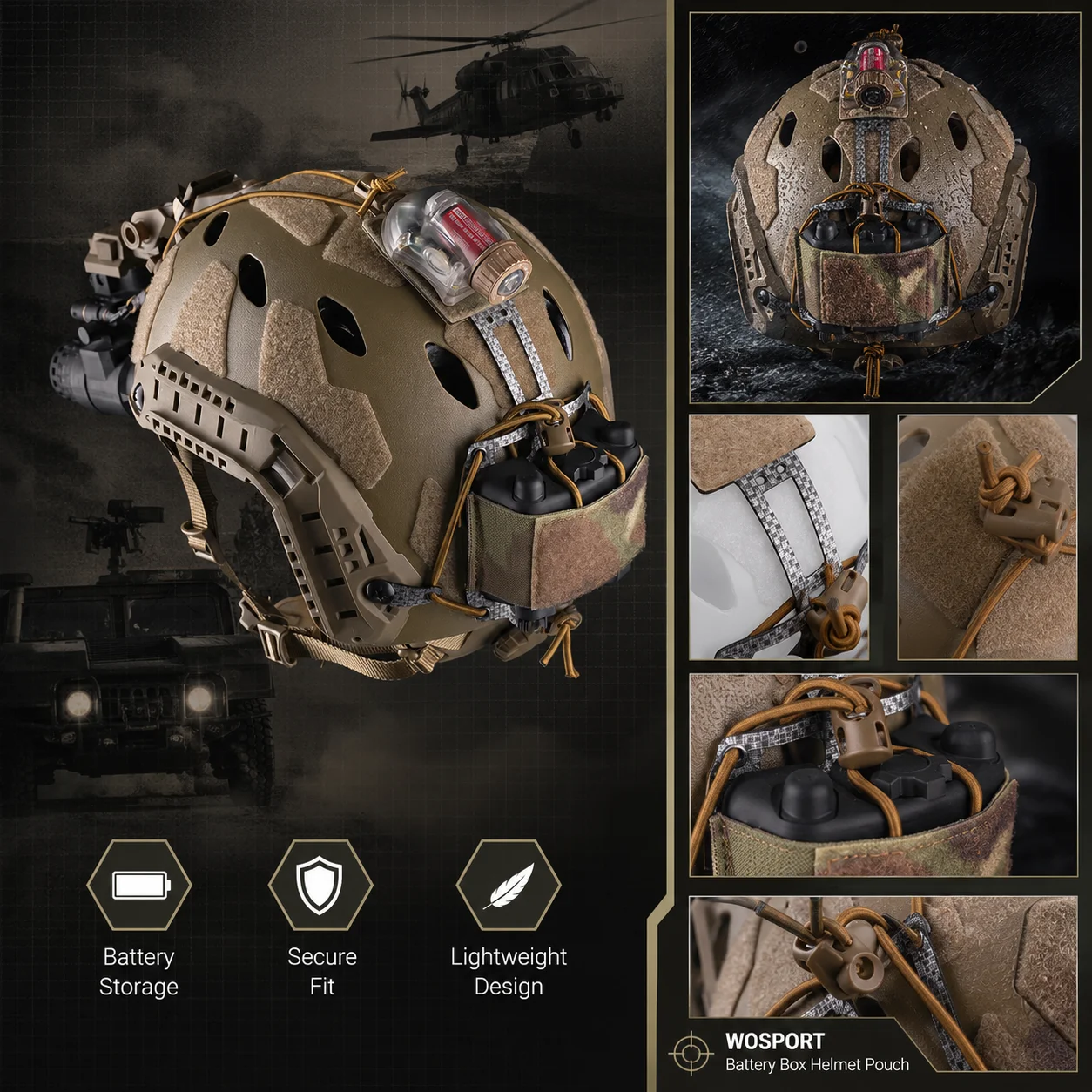 Funda NVG PVS31 con soporte casco y batería táctica - imagen 2