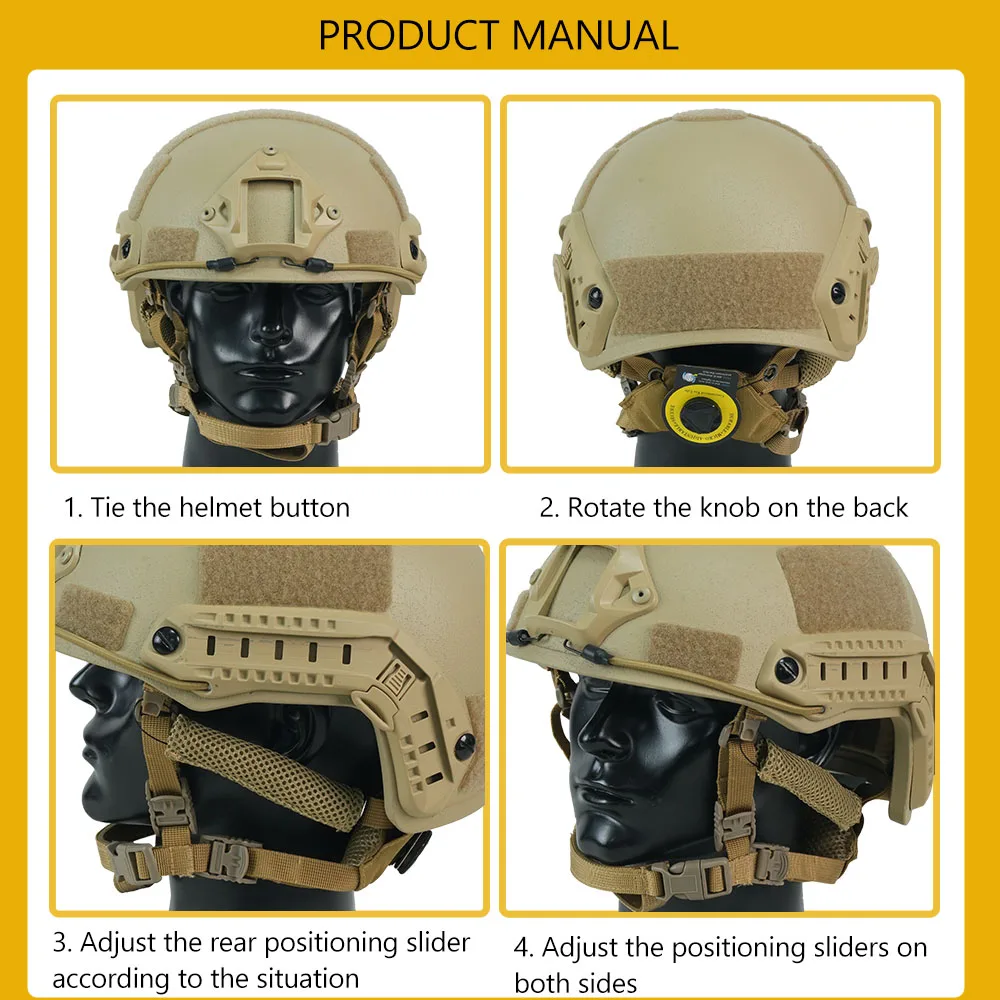 BOOIU Casco Táctico Balístico ACH Corte Alto Kevlar con Wendy - imagen 5