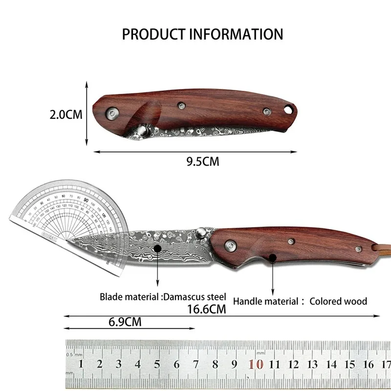 Navaja plegable acero de damasco – para caza, pesca y senderismo - imagen 4