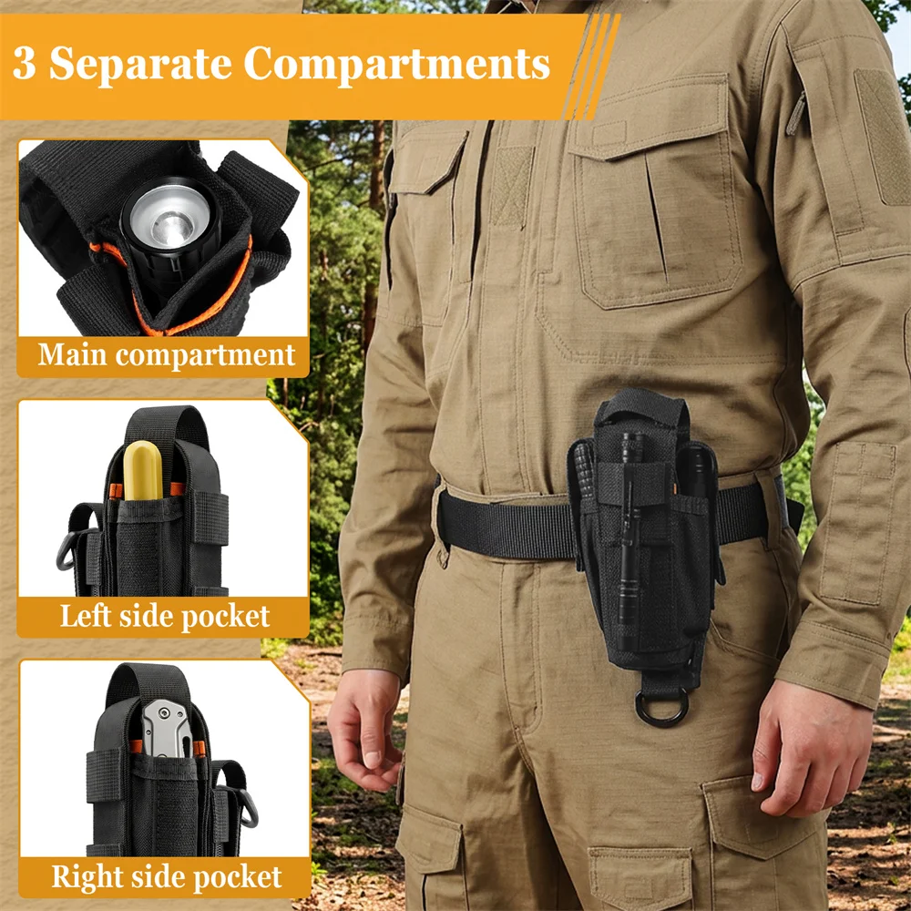 Bolsa táctica EDC para linterna y herramientas con múltiples bolsillos - imagen 2