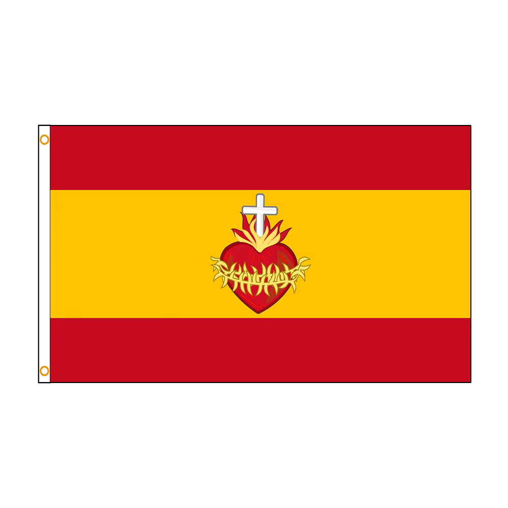 Bandera de España 90x150 cm - Sagrado Corazón de Jesús Exterior - imagen 2
