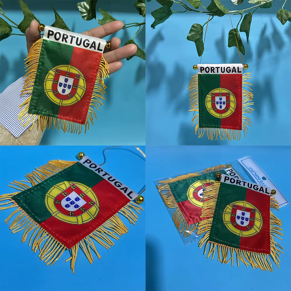 Bandera colgante Portugal para coche, poliéster impresa doble cara - imagen 3