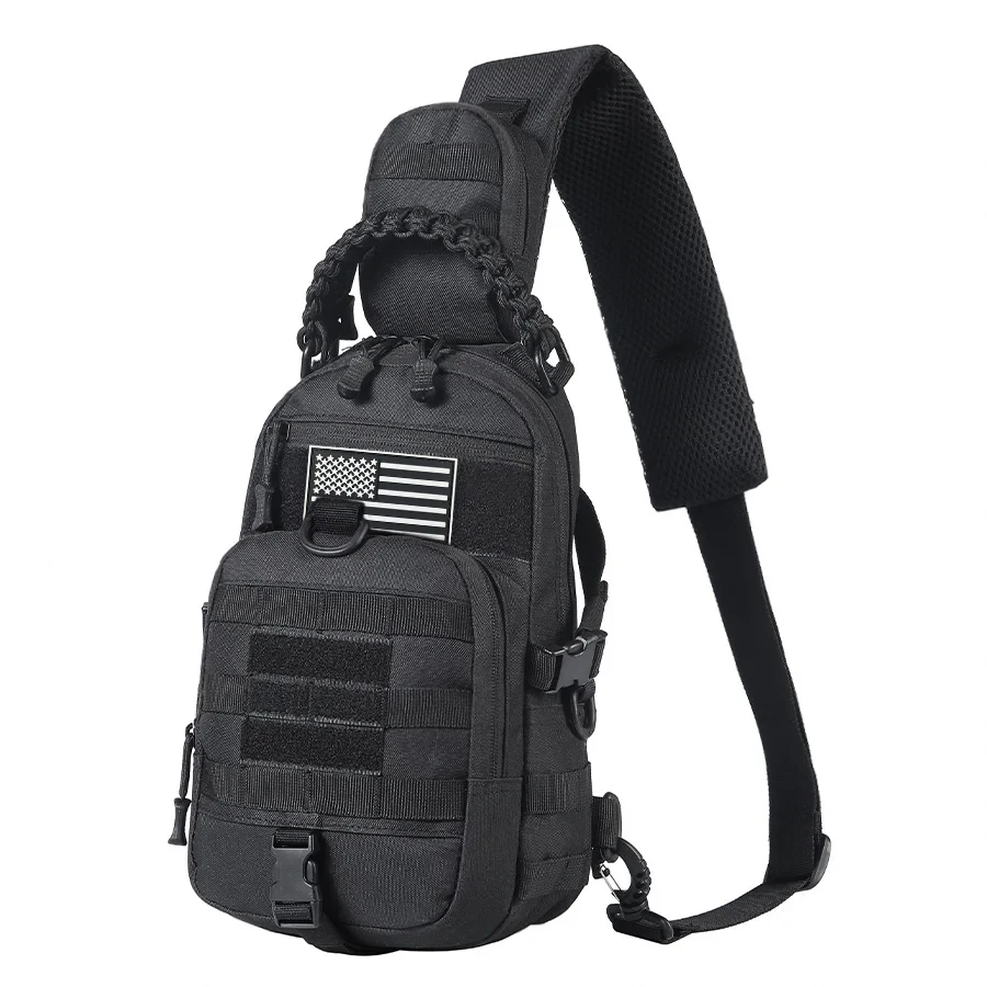 Bolso de pecho táctico MOLLE con hombrera acolchada y asa tejida - imagen 4