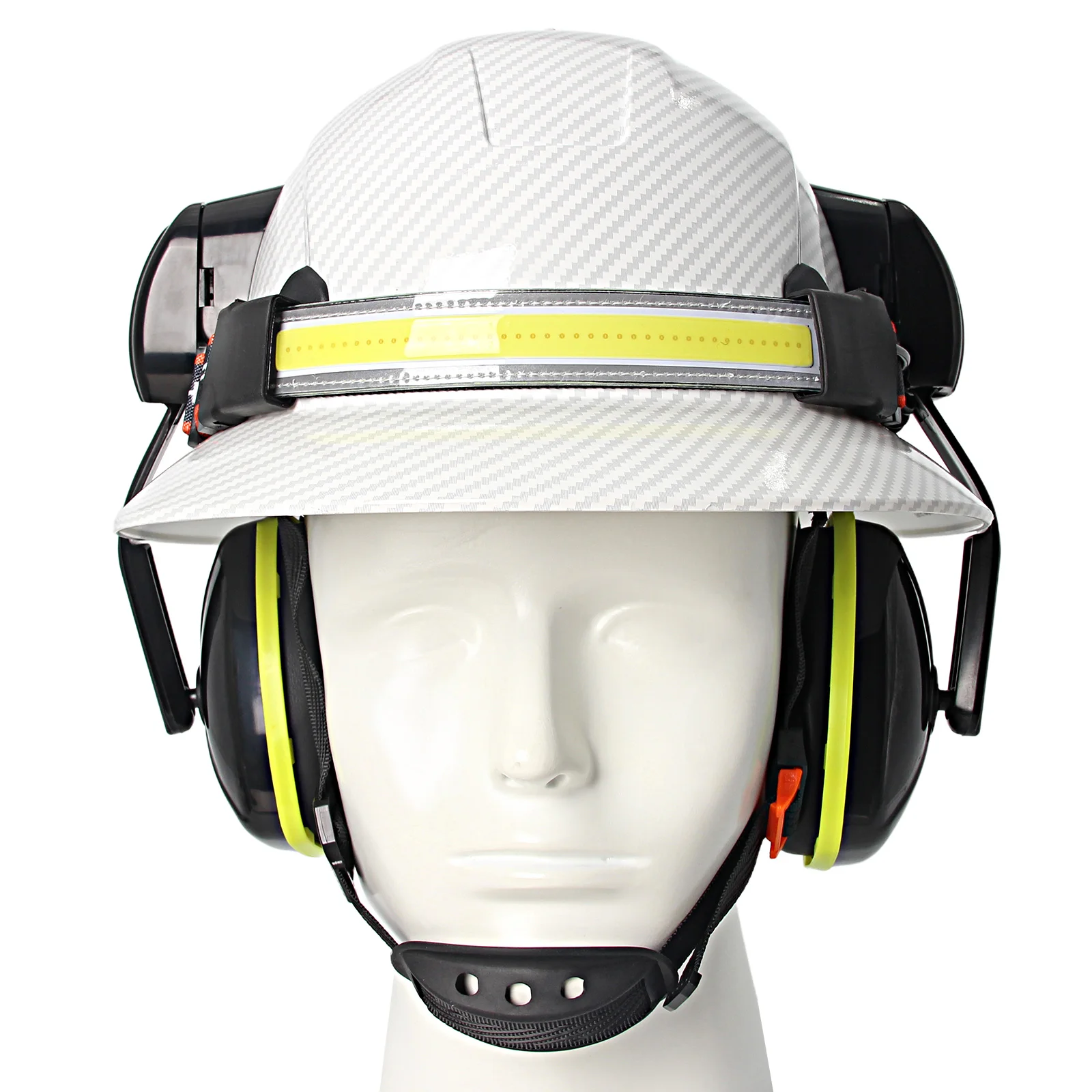 Casco táctico CE de ala completa con orejeras y linterna frontal - imagen 4