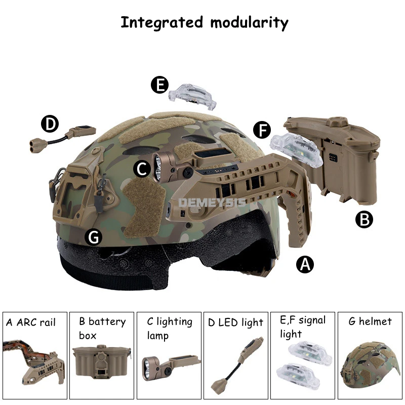 Casco táctico Modular ARC Rail con luz LED señal – Airsoft combate