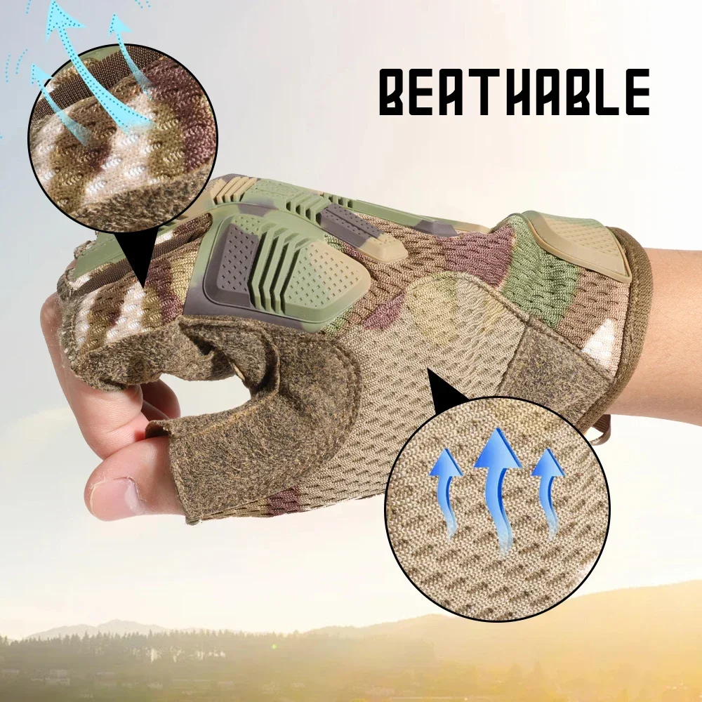 Guantes tácticos medio dedo con pantalla táctil para senderismo y caza - imagen 2