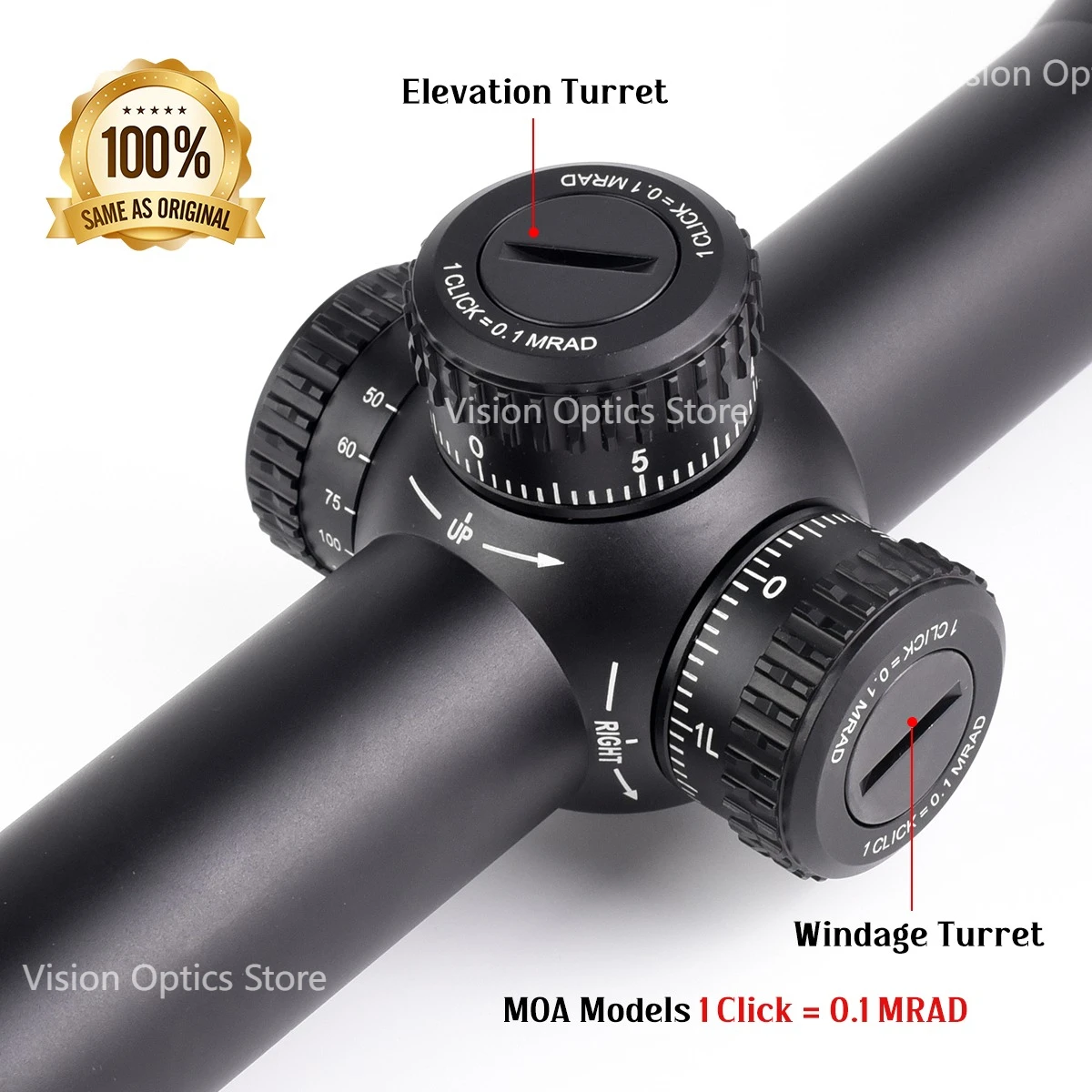 Primer plano visor táctico Optics VT FFP retícula EBR-2C para caza - imagen 5
