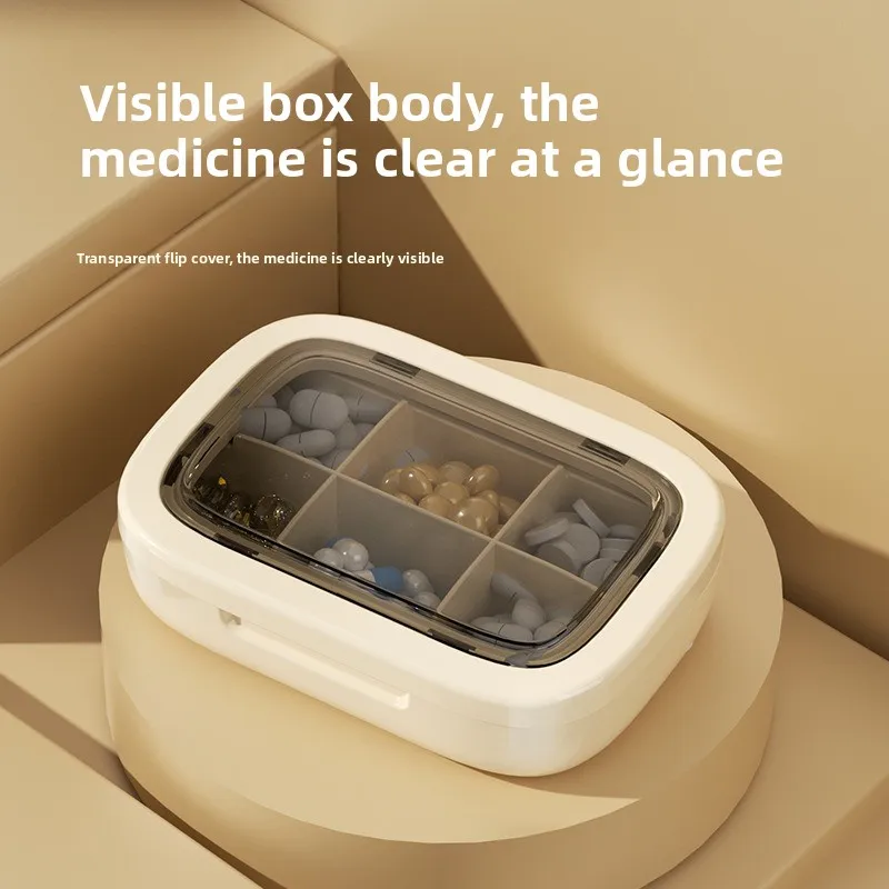 Caja de medicamentos portátil con compartimentos