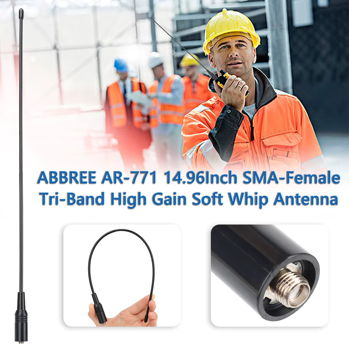 Antena Tri Band VHF/UHF SMA hembra para Walkie Talkie - imagen 2