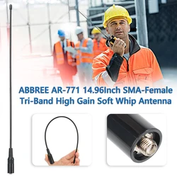 Antena Tri Band VHF/UHF SMA hembra para Walkie Talkie