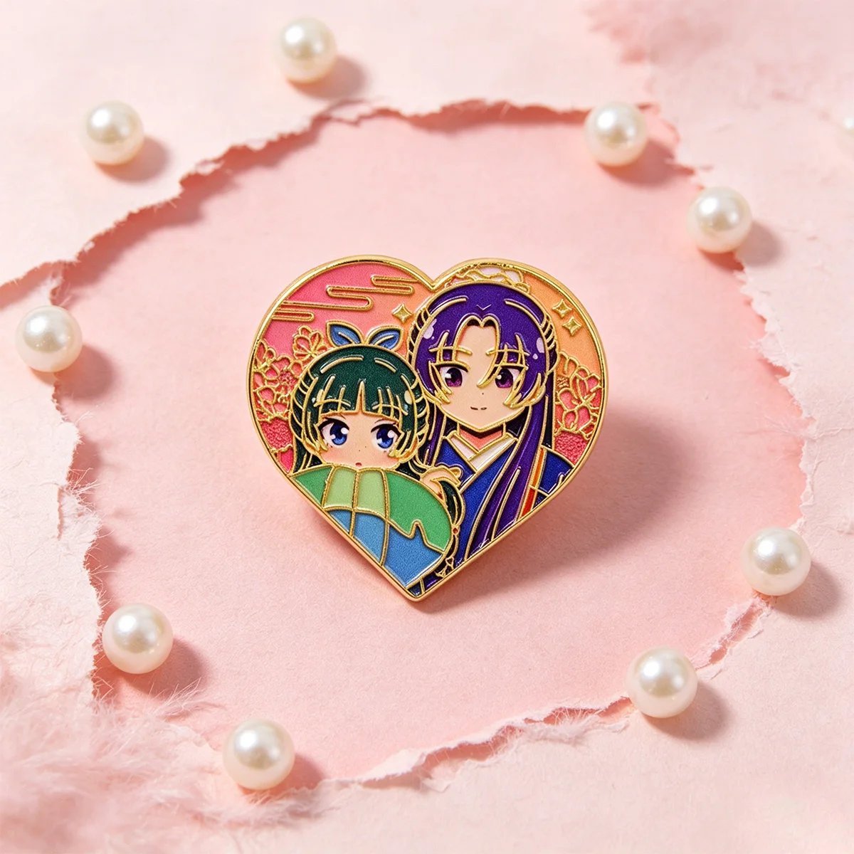 Pin de esmalte corazón anime en metal, para mochilas y gorras - imagen 4