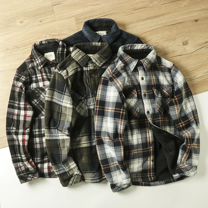 Camisa de franela a cuadros con forro de sherpa