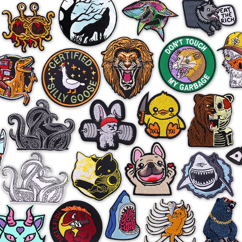 Parches bordados con animales de estilo cartoon