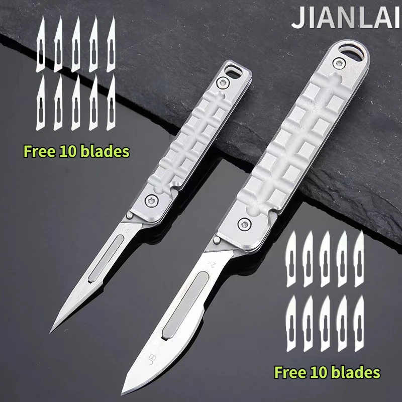 Cuchillo plegable táctico de acero inoxidable con hoja intercambiable - imagen 4