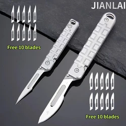 Cuchillo plegable táctico de acero inoxidable con hoja intercambiable