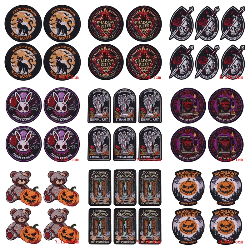 Parches bordados góticos de Halloween con diseños variados