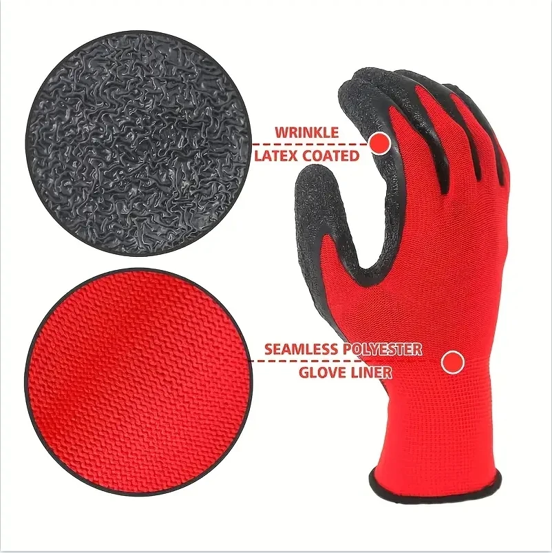 Guantes de látex antideslizantes recubiertos de palma para trabajo
