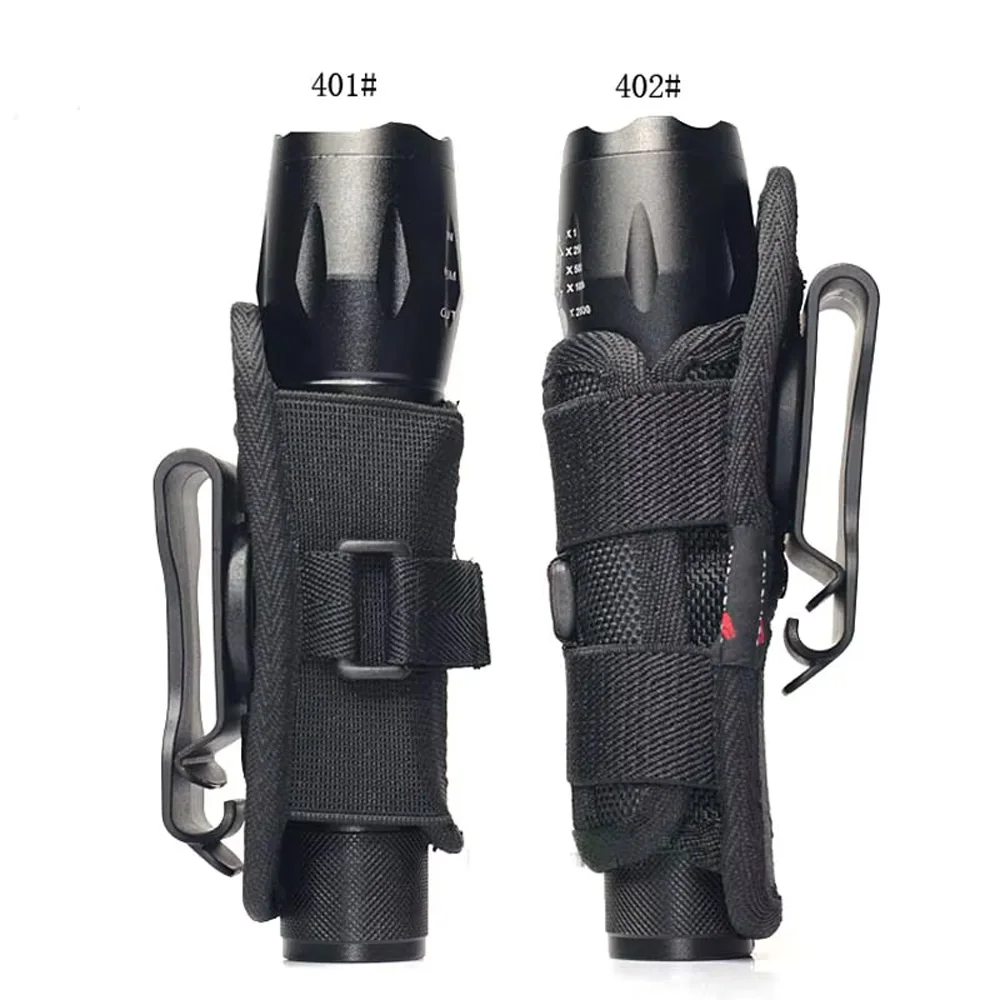 Funda táctica porta linterna MOLLE giratoria nylon con clip cintura