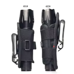 Funda táctica porta linterna MOLLE giratoria nylon con clip cintura