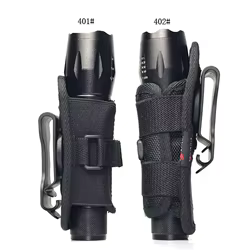 Funda táctica porta linterna MOLLE giratoria nylon con clip cintura