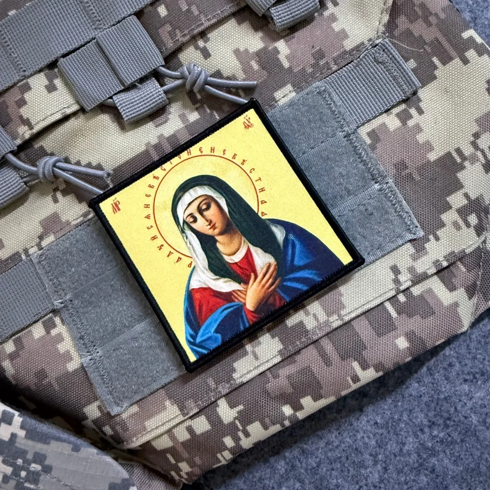 Parche táctico Virgen María ortodoxa con gancho y bucle para mochila - imagen 5