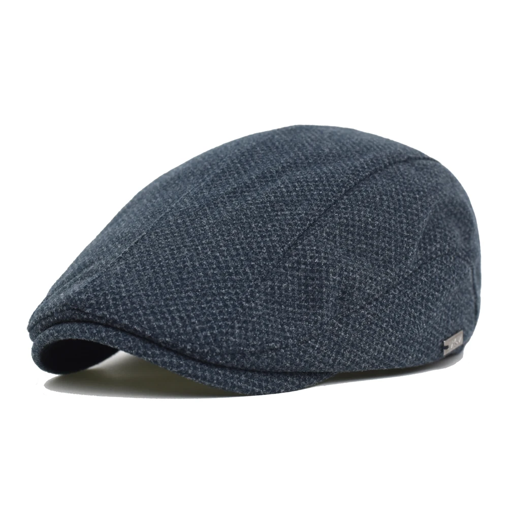 Gorra plana vintage a cuadros gruesa ajustable para invierno - imagen 4
