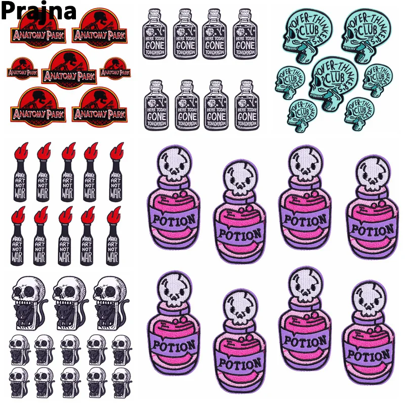 Prajna parches bordados calavera botella para ropa táctica - imagen 2