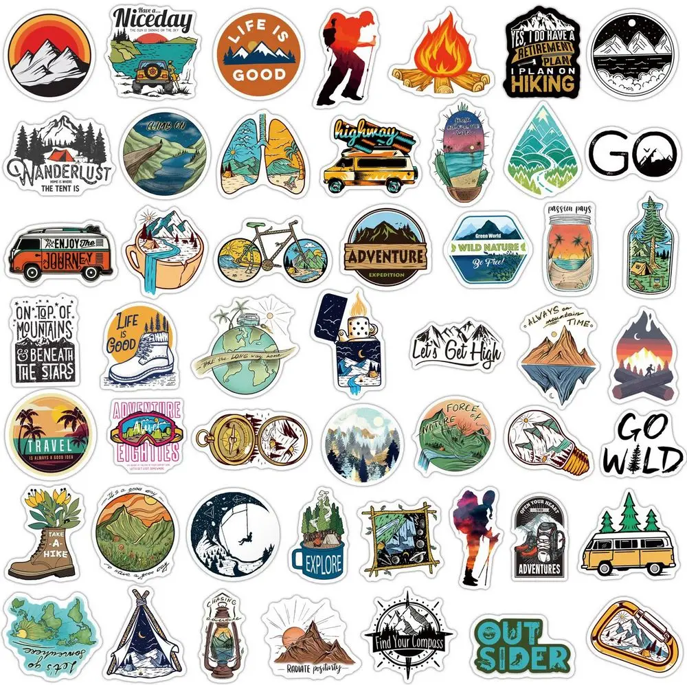 Pegatinas impermeables para exterior - bosque, camping y senderismo