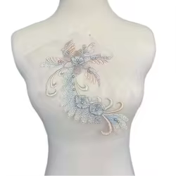 Aplique bordado floral 3D con cuentas de encaje para coser