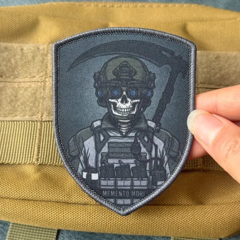 Parche táctico Memento Mori esqueleto soldado guadaña militar - imagen 3