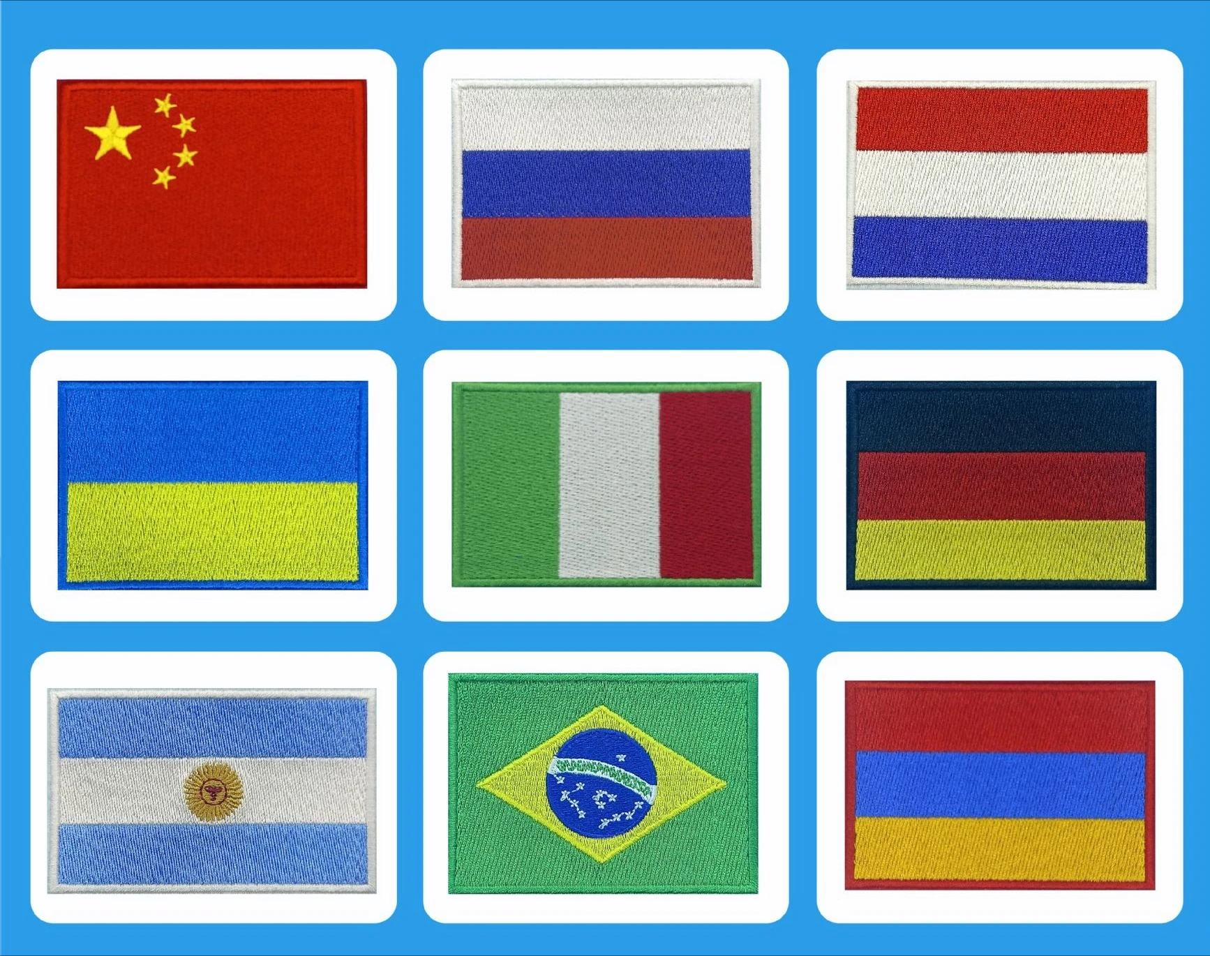Parche bordado termoadhesivo de bandera en tamaño miniatura