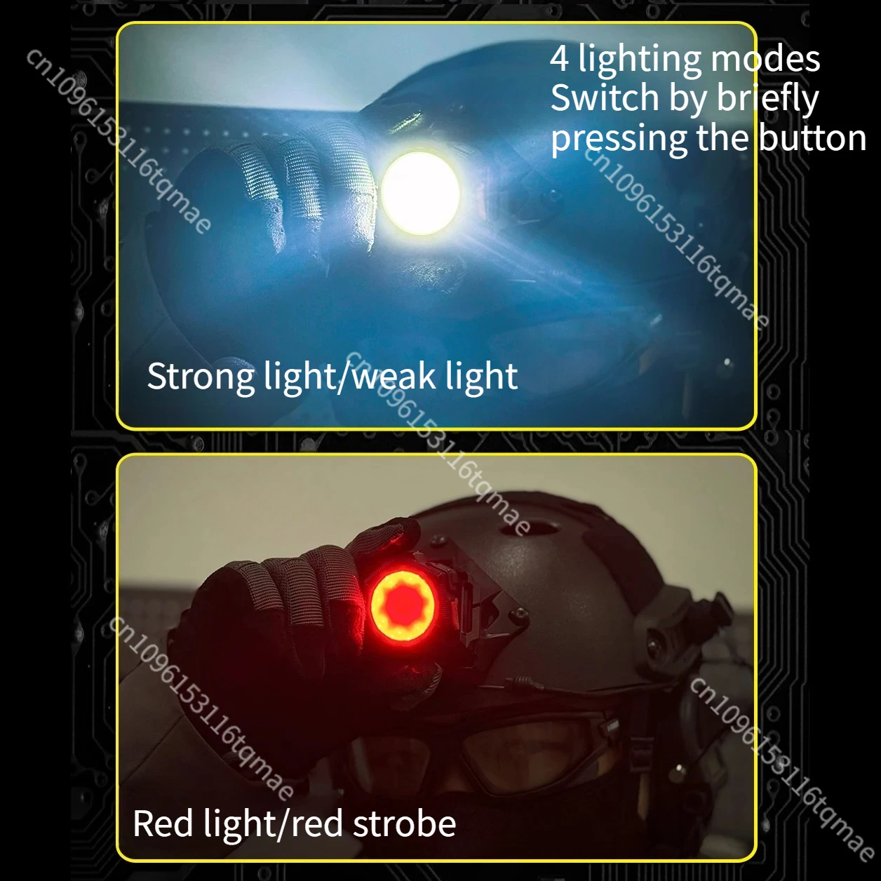 Linterna para casco táctica blanca y roja, luz de advertencia - imagen 3