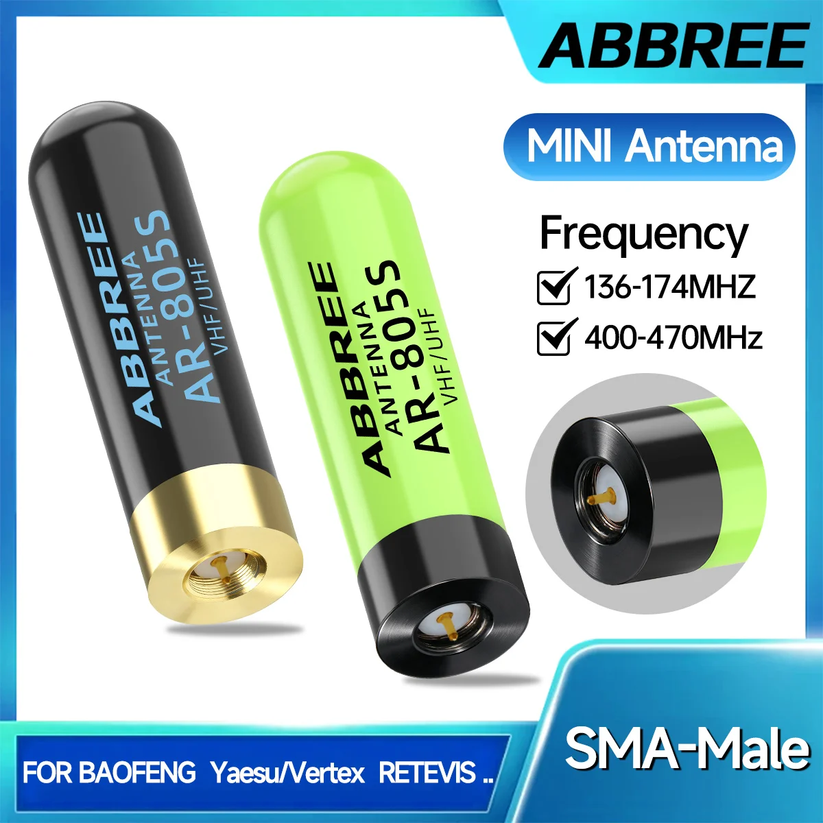 ABBREE AR-805S antena para walkie talkie SMA macho doble banda - imagen 3