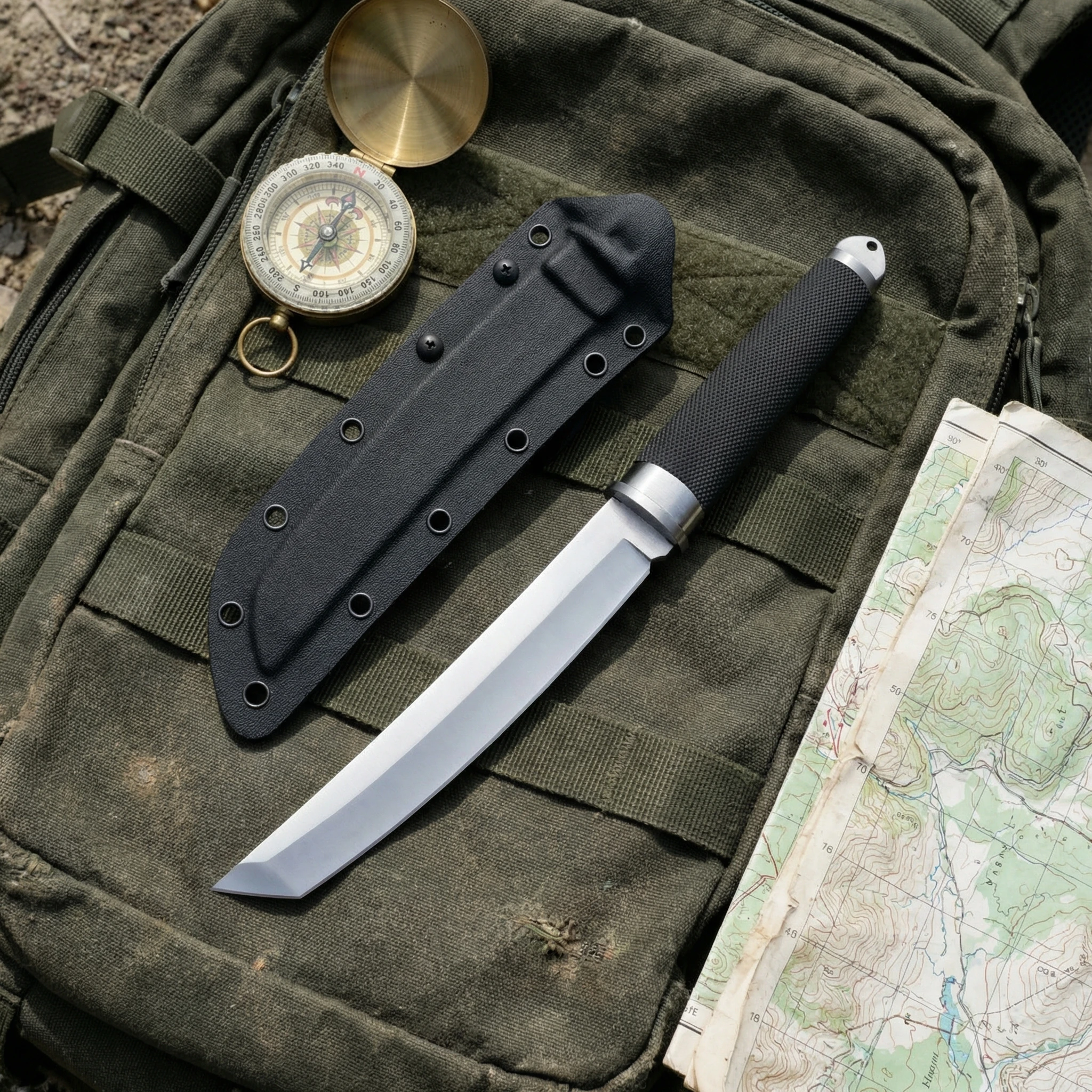 Cuchillo fijo acero para exteriores y emergencias de camping - imagen 3