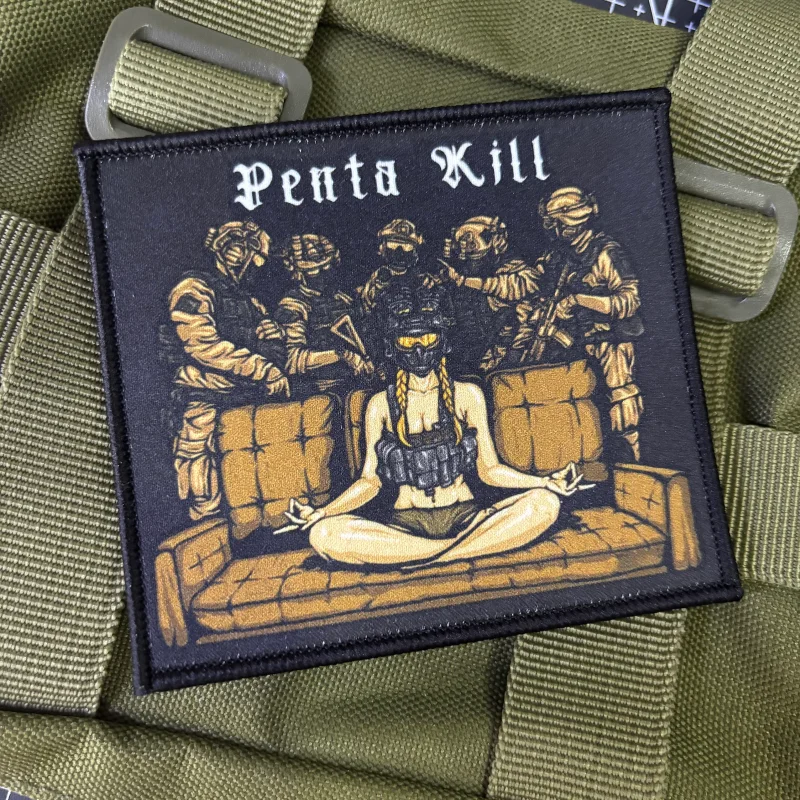 Penta Kill parche táctico con velcro gancho y bucle para mochila - imagen 3
