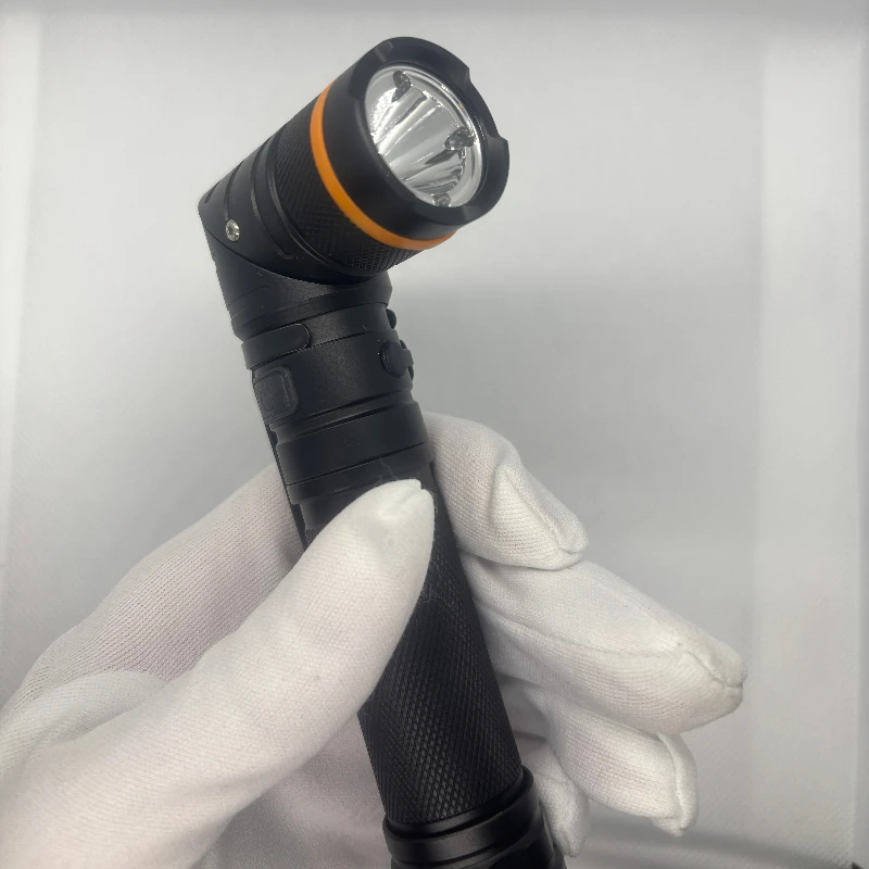 Linterna táctica de ángulo recto con luz roja, blanca y verde