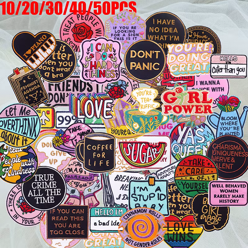 Parche bordado táctico letras de dibujos coloridas para coser o planchar en chaquetas