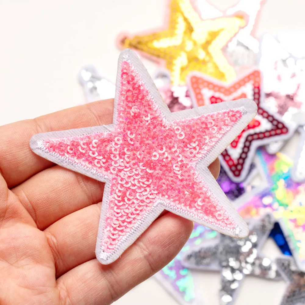 Parche bordado lentejuelas estrella brillante para coser o planchar - imagen 3