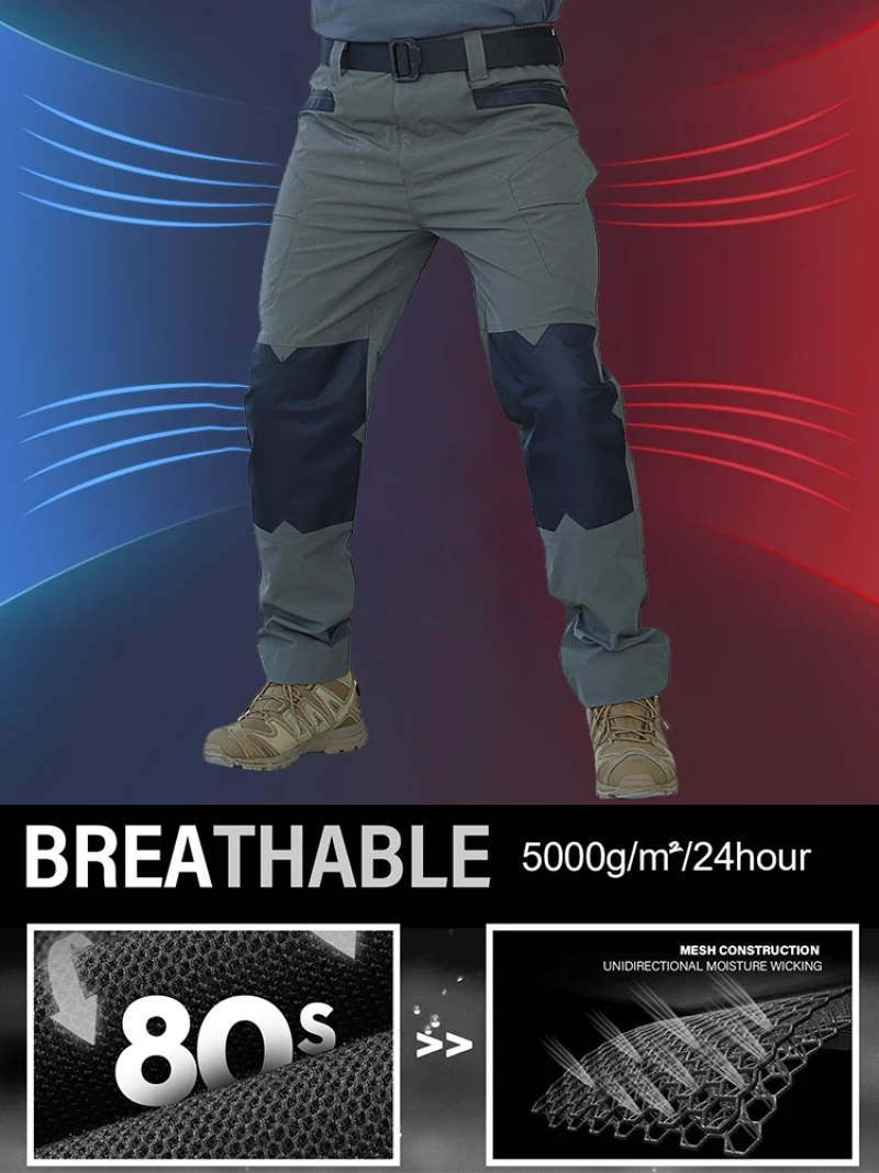 Pantalones tácticos cargo impermeables holgados para senderismo - imagen 4