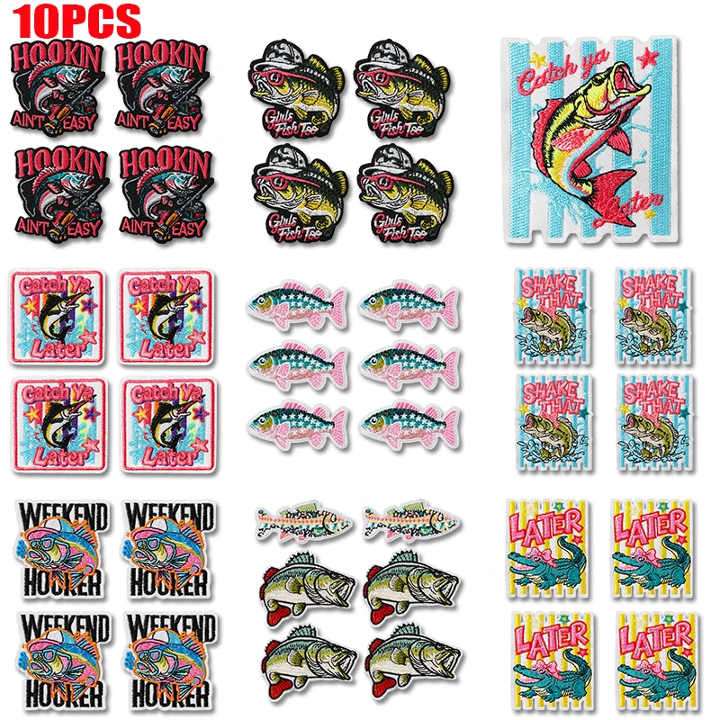 Parche bordado termoadhesivo de pesca – Decorativo para ropa outdoor - imagen 5