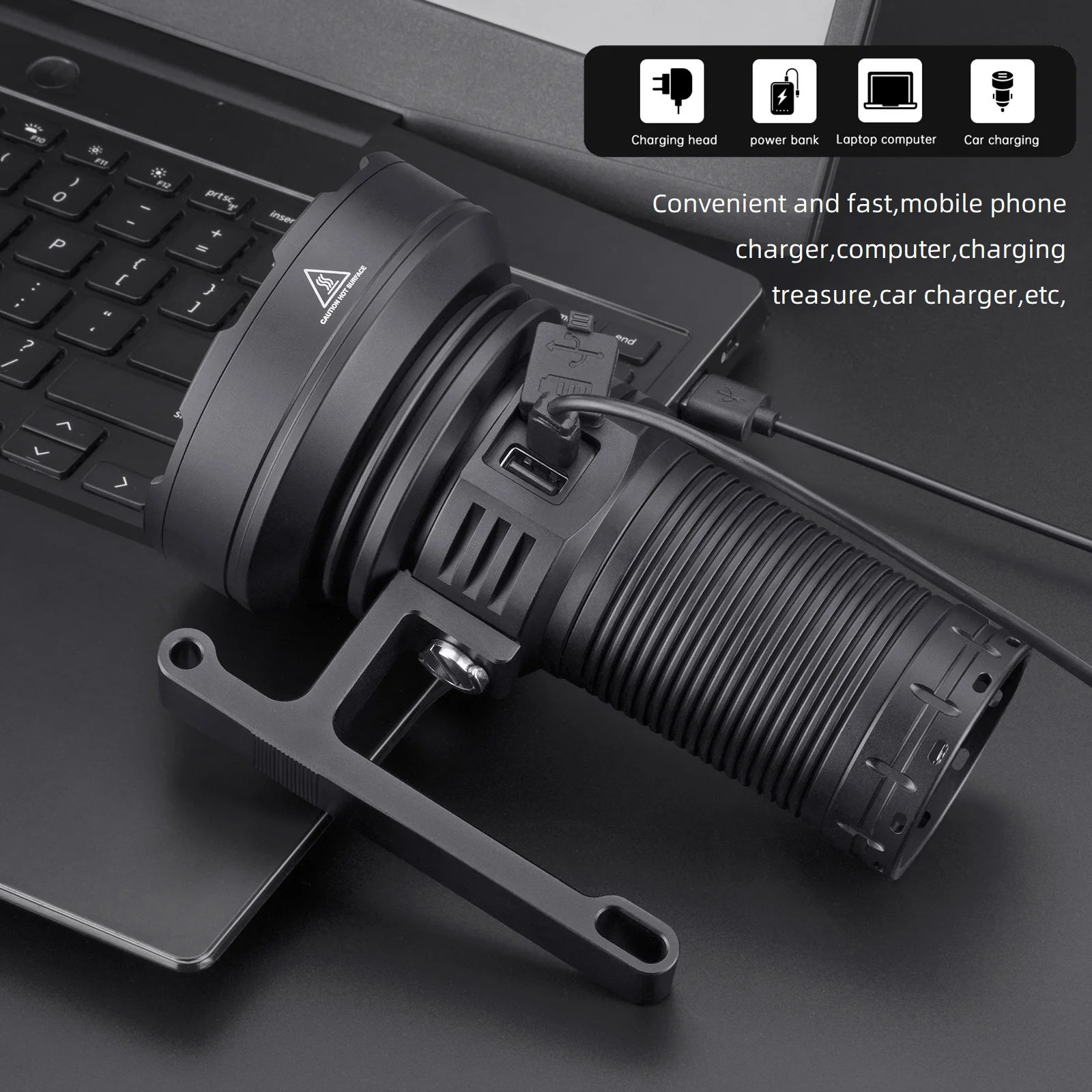 Linterna táctica recargable USB de alta potencia para exteriores - imagen 4
