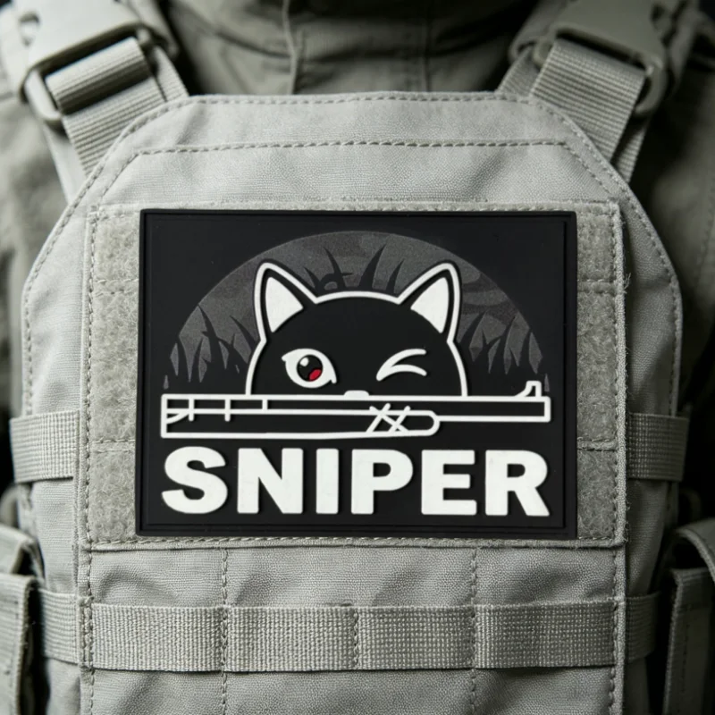Parche táctico PVC SNIPER Gato Negro con velcro gancho-bucle - imagen 2